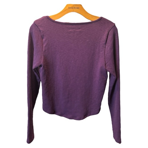 NWT Madewell Splitneck Long Sleeve Shirt Cropped Top Purple Heather Size Medium - Picture 5 of 11